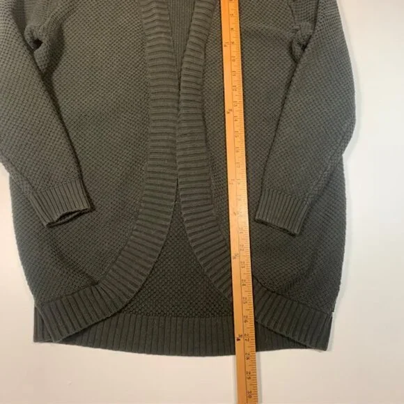 Gap Olive Green Open Front Cardigan Womens Large Textured Knit Sweater - Picture 4 of 8